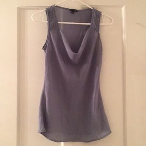 Grey Chiffon Cowl Neck Blouse with Pleats